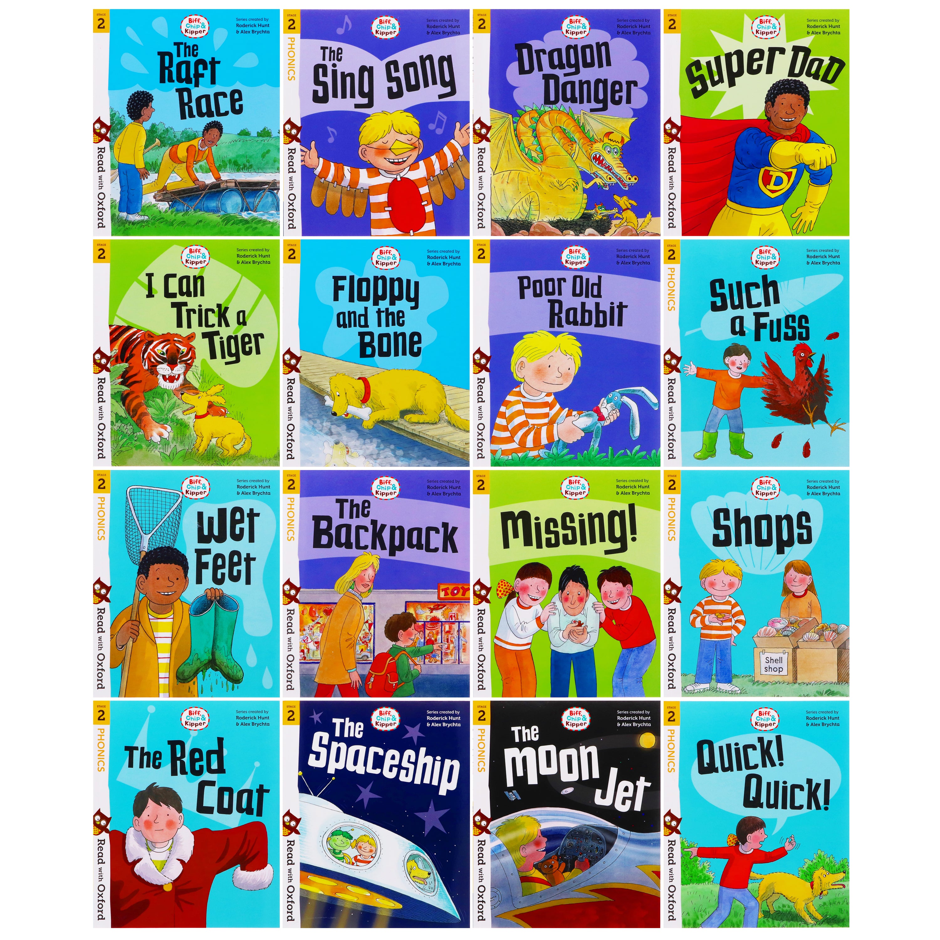 Biff, Chip and Kipper Stage 2 Read with Oxford 16 Books Collection Set - Age 4+