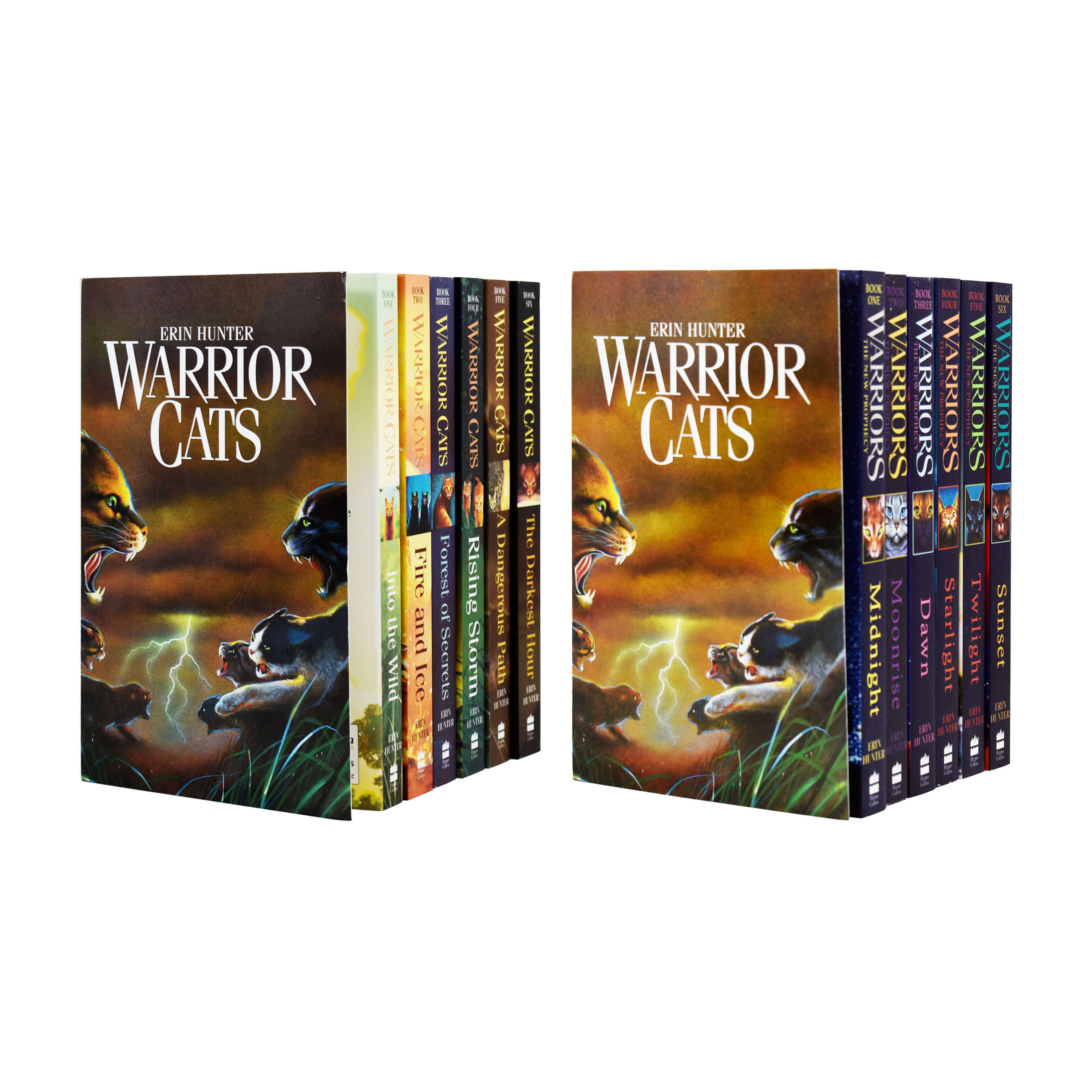 Warrior Cats Series 1 and 2 The Prophecies Begin and The New Prophecy 12 Books Set By Erin Hunter- Ages 8-12 - Paperback