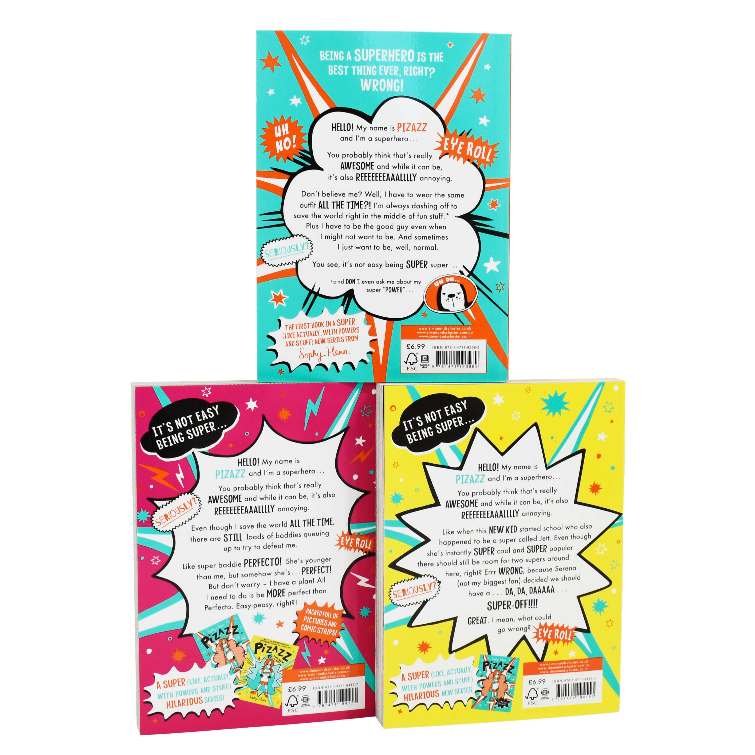 Pizazz 3 Books Set (Perfecto, The New Kid, It's Not Easy Being Super) by Sophy Henn - Ages 7-9 - Paperback