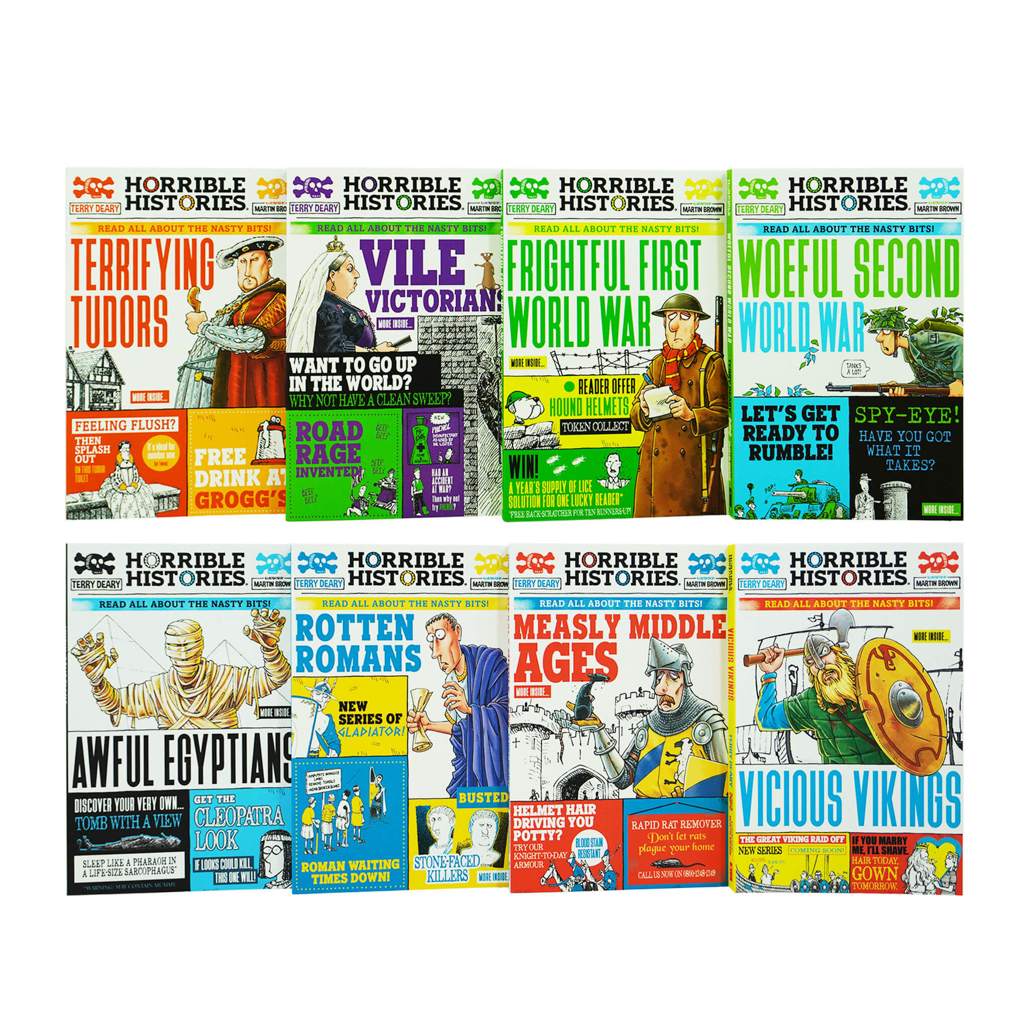 Horrible Histories Savage By Terry Deary 8 Book Collection Set  - Ages 7+ - Paperback