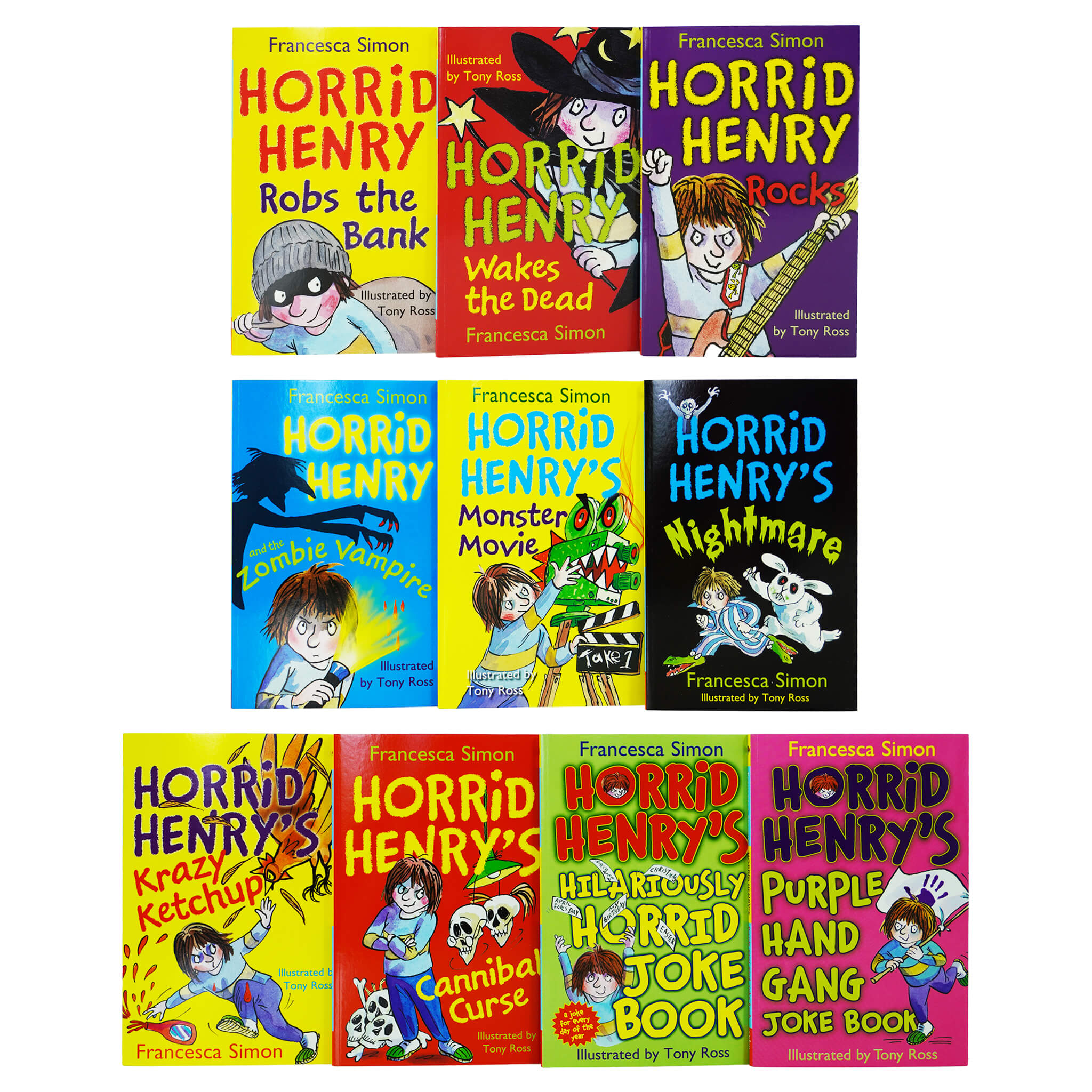 Horrid Henry's Totally Terrible Collection 10 Books Box Set by Francesca Simon - Ages 6-11 - Paperback