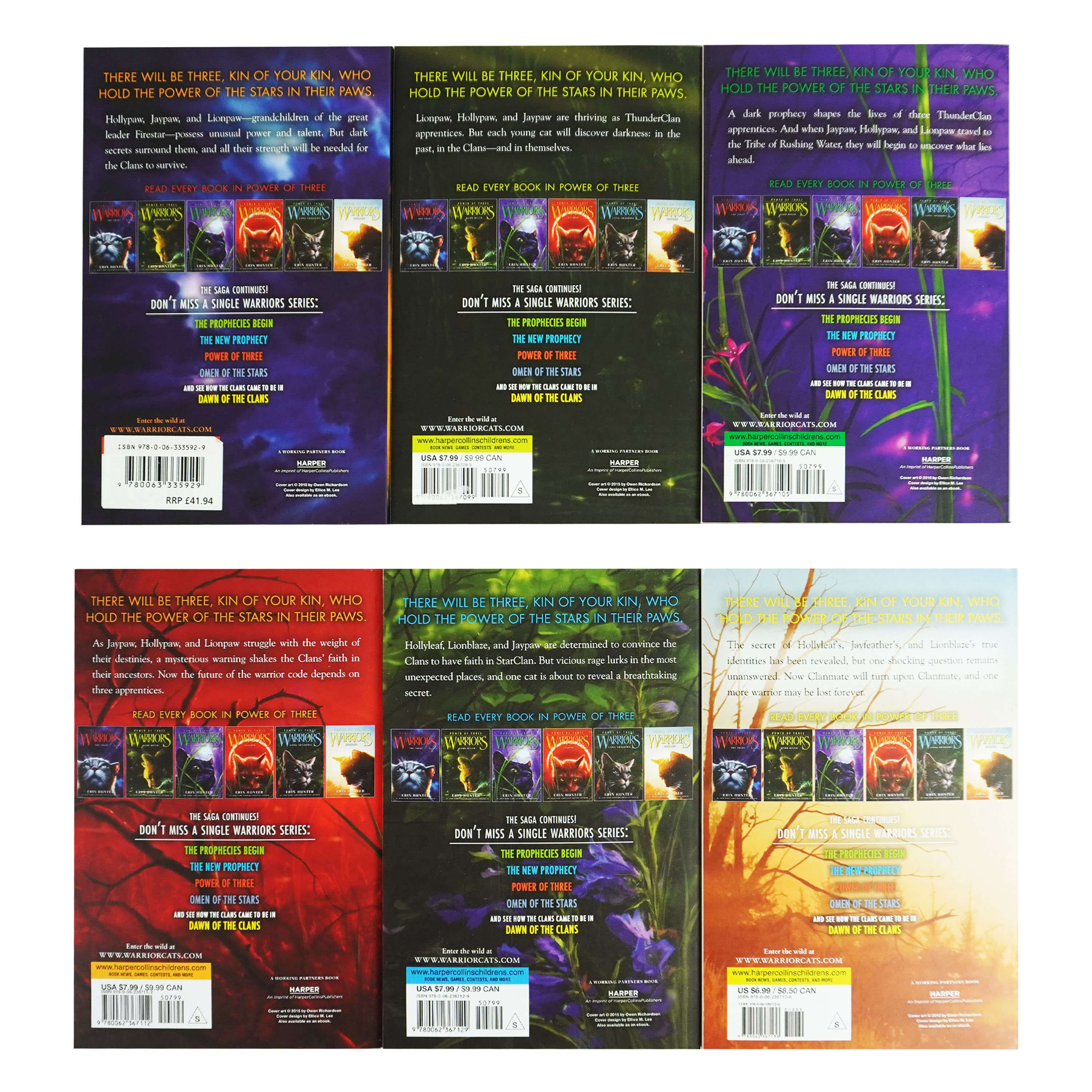 Warriors: Power of Three Collection by Erin Hunter 6 Books Collection Set - Ages 8-12 - Paperback